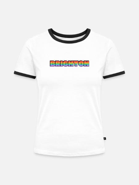Brighton schwuler LGBTQ Rainbow Pride - Frauen Kontrast-T-Shirt - Weiß/Schwarz