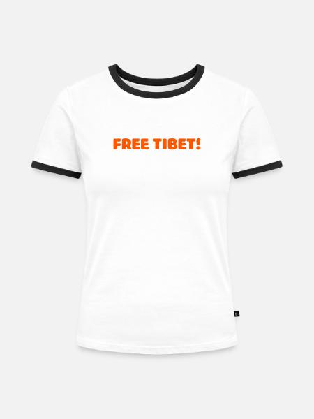 free tibet! - Frauen Kontrast-T-Shirt - Weiß/Schwarz
