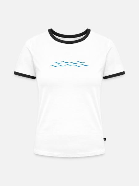 Wellen - Frauen Kontrast-T-Shirt - Weiß/Schwarz