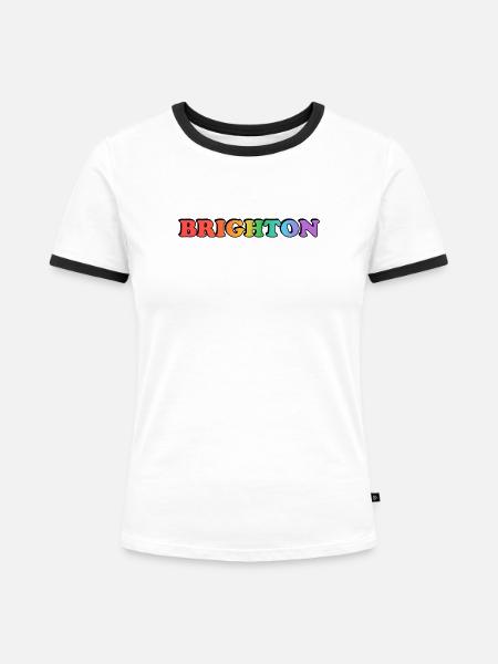 Brighton schwuler LGBTQ Rainbow Pride - Frauen Kontrast-T-Shirt - Weiß/Schwarz
