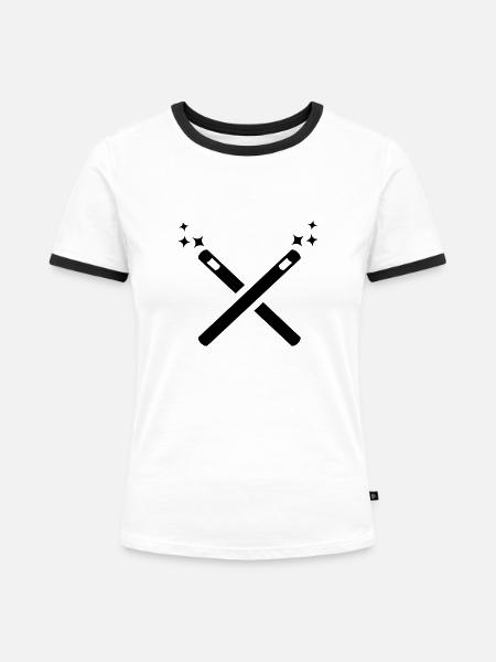 Zauberer - Frauen Kontrast-T-Shirt - Weiß/Schwarz
