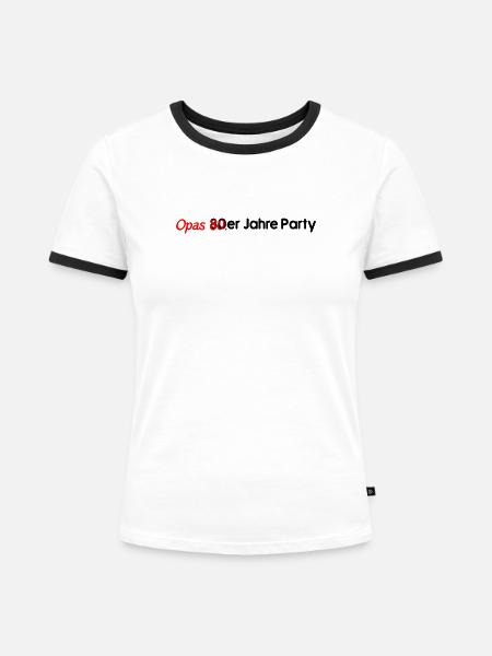 Opas 80er - Frauen Kontrast-T-Shirt - Weiß/Schwarz
