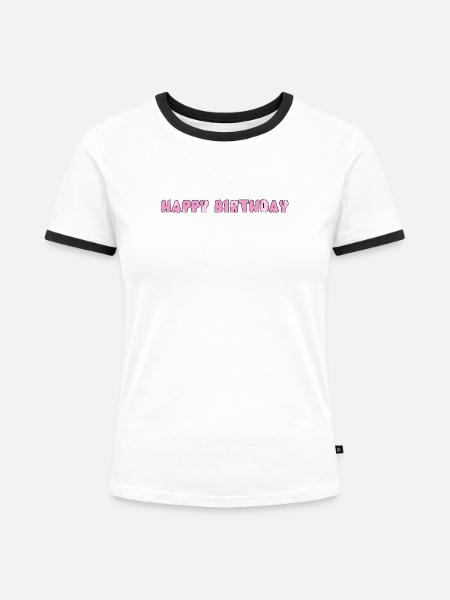 Happy Birthday - Frauen Kontrast-T-Shirt - Weiß/Schwarz