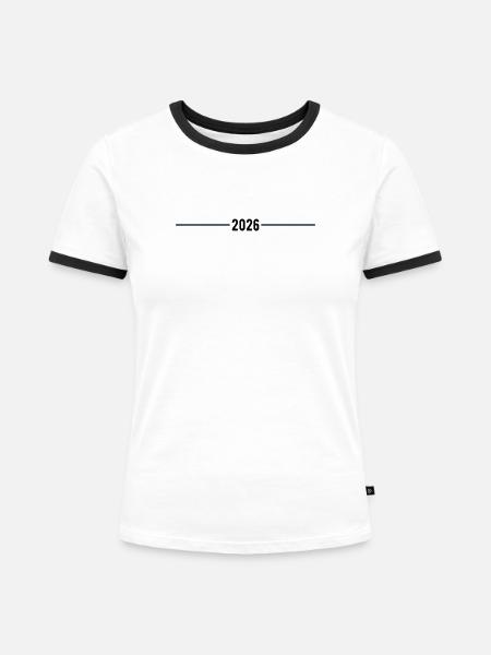 2026 - Jahr - Linie - Jahreswechsel - Frauen Kontrast-T-Shirt - Weiß/Schwarz