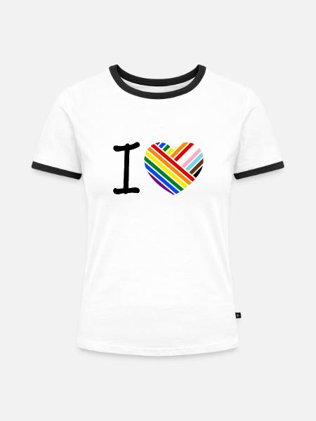 Ich liebe - klassisch - Frauen Kontrast-T-Shirt - Weiß/Schwarz