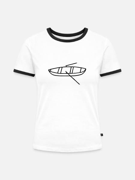 Ruderboot - Wassersport - Frauen Kontrast-T-Shirt - Weiß/Schwarz