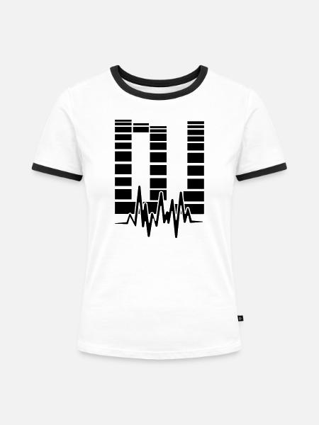 dj - Frauen Kontrast-T-Shirt - Weiß/Schwarz