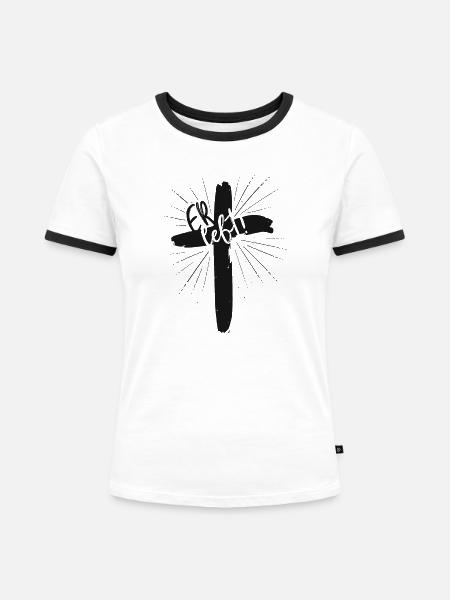 Er lebt - Frauen Kontrast-T-Shirt - Weiß/Schwarz