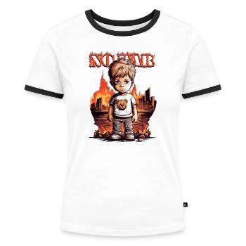 Kein Krieg ! - Frauen Kontrast-T-Shirt - Weiß/Schwarz - Vorne - Selfina (174cm)