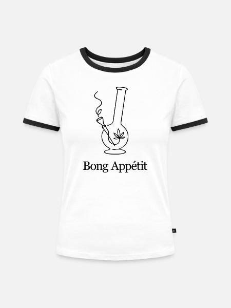 Bong Appetit - Frauen Kontrast-T-Shirt - Weiß/Schwarz