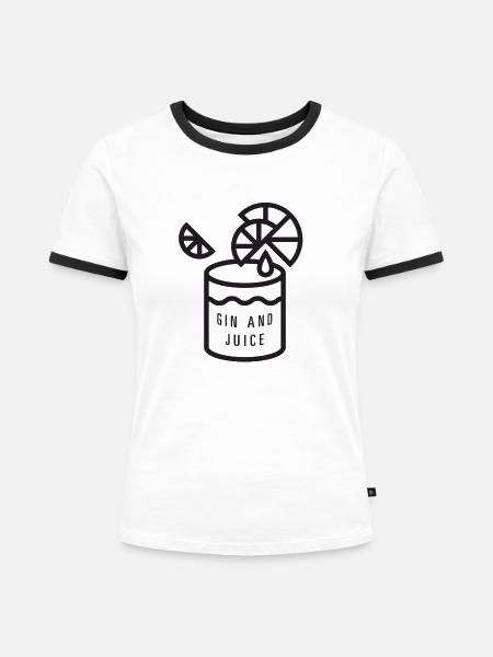 Gin und Saft - Frauen Kontrast-T-Shirt - Weiß/Schwarz