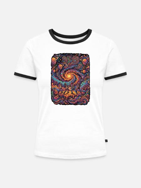 Psychedelic Rock Free Mind - Frauen Kontrast-T-Shirt - Weiß/Schwarz