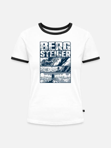Bergsteiger Gipfelsturm Retro - Frauen Kontrast-T-Shirt - Weiß/Schwarz