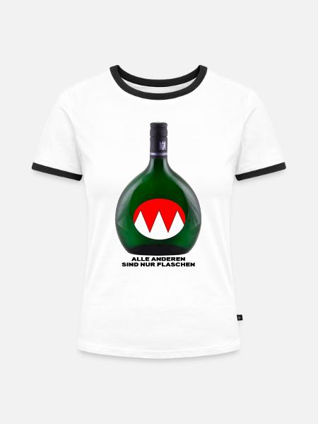 Bocksbeutel 01 - Frauen Kontrast-T-Shirt - Weiß/Schwarz