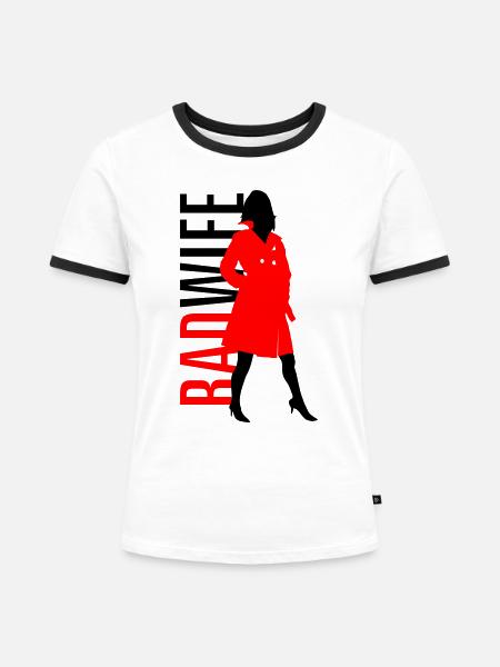 Bad Wife - Frauen Kontrast-T-Shirt - Weiß/Schwarz