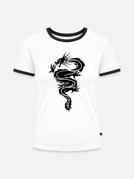 Dragon - Frauen Kontrast-T-Shirt - Weiß/Schwarz