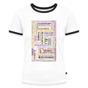 Stadtteile Mosaik - München - Frauen Kontrast-T-Shirt - Weiß/Schwarz - Vorne - Selfina (174cm)