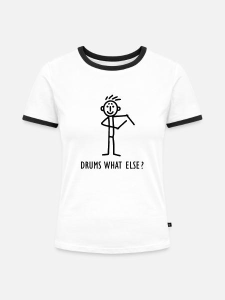 Drummer drums - Frauen Kontrast-T-Shirt - Weiß/Schwarz