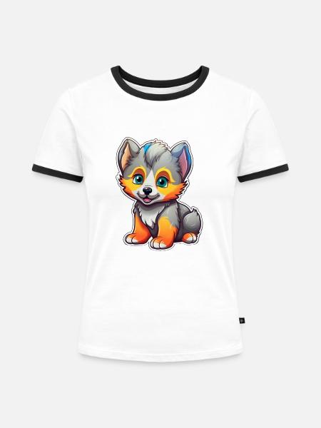 Süßer Hund - Frauen Kontrast-T-Shirt - Weiß/Schwarz