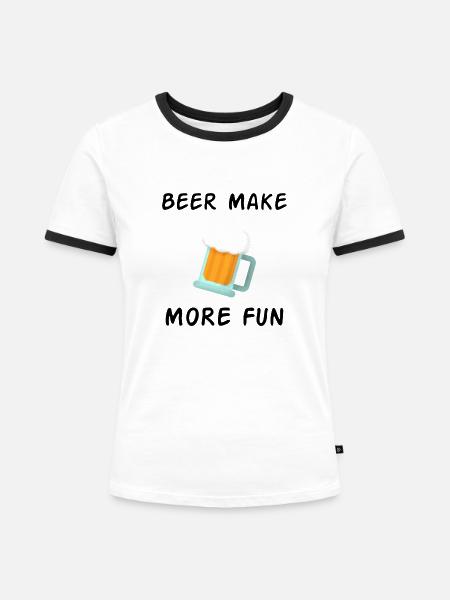 Bier Outfit - Frauen Kontrast-T-Shirt - Weiß/Schwarz