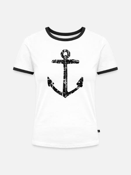 Anker - Frauen Kontrast-T-Shirt - Weiß/Schwarz