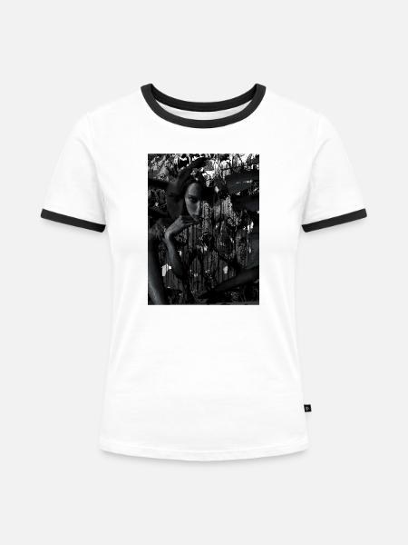 Ich sehe dich - Frauen Kontrast-T-Shirt - Weiß/Schwarz