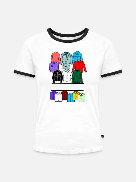 Logo des Herrenbekleidungsgeschäfts - Frauen Kontrast-T-Shirt - Weiß/Schwarz
