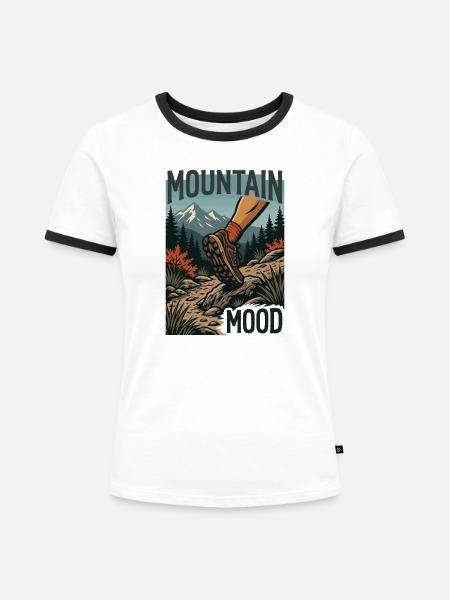 Wandern – Outdoor-Abenteuer – Bergstimmung - Frauen Kontrast-T-Shirt - Weiß/Schwarz