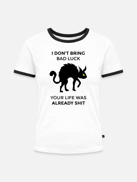 Schwarze Katze Katzenliebhaber Geschenkidee - Frauen Kontrast-T-Shirt - Weiß/Schwarz