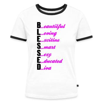 curvy girl - Frauen Kontrast-T-Shirt - Weiß/Schwarz - Vorne - Selfina (174cm)