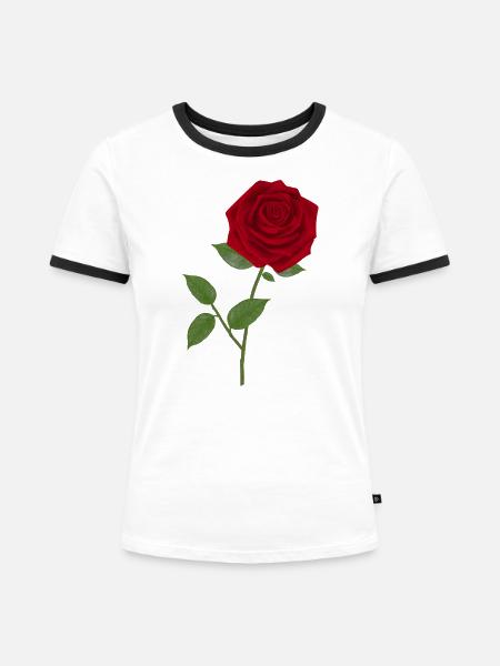 Rosen - Frauen Kontrast-T-Shirt - Weiß/Schwarz