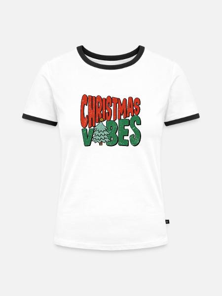 Christmas vibes - Frauen Kontrast-T-Shirt - Weiß/Schwarz