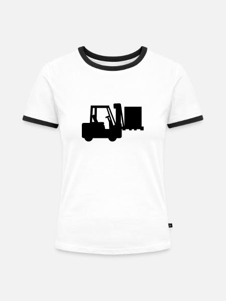 Gabelstapler - Frauen Kontrast-T-Shirt - Weiß/Schwarz