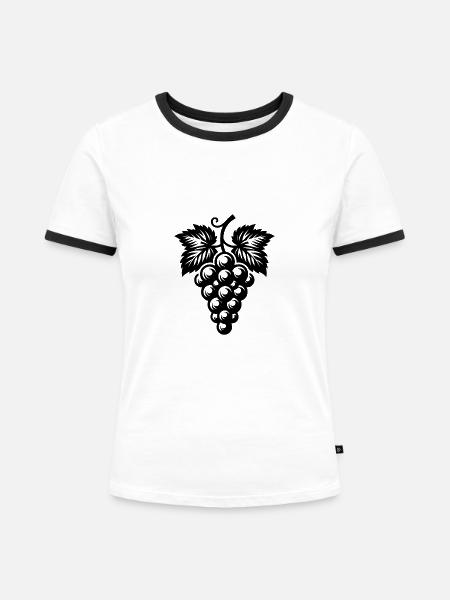 Klassisches Traubenbündel im Retro-Stil - Frauen Kontrast-T-Shirt - Weiß/Schwarz