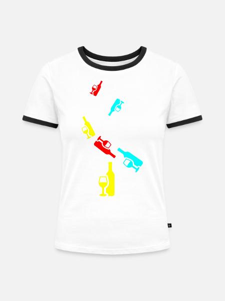Wein Icon - Frauen Kontrast-T-Shirt - Weiß/Schwarz