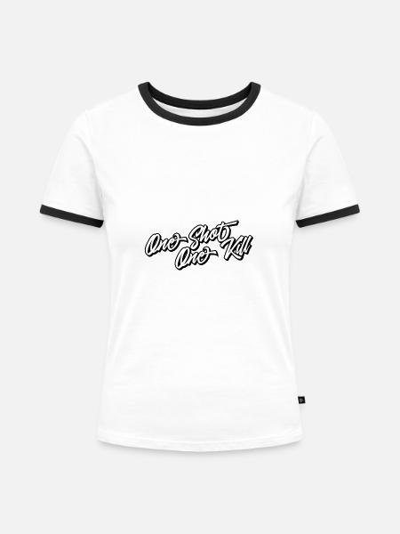 One shot one kill - Frauen Kontrast-T-Shirt - Weiß/Schwarz