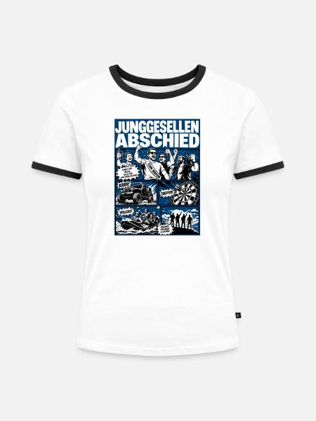 Junggesellenabschied Abenteuer Crew - Frauen Kontrast-T-Shirt - Weiß/Schwarz