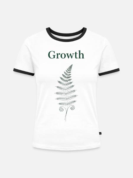 Growth Farn - Frauen Kontrast-T-Shirt - Weiß/Schwarz