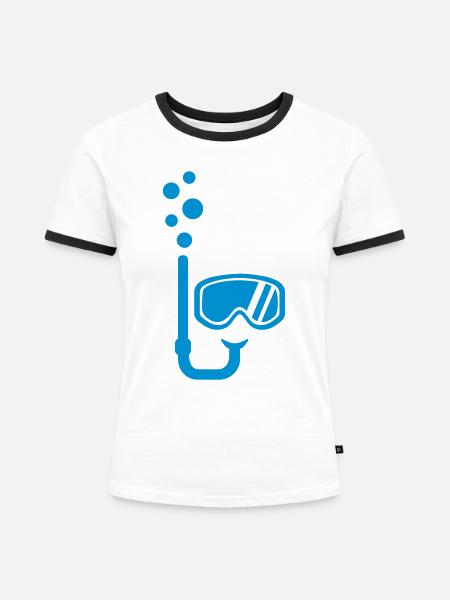 Schnorcheln - Frauen Kontrast-T-Shirt - Weiß/Schwarz