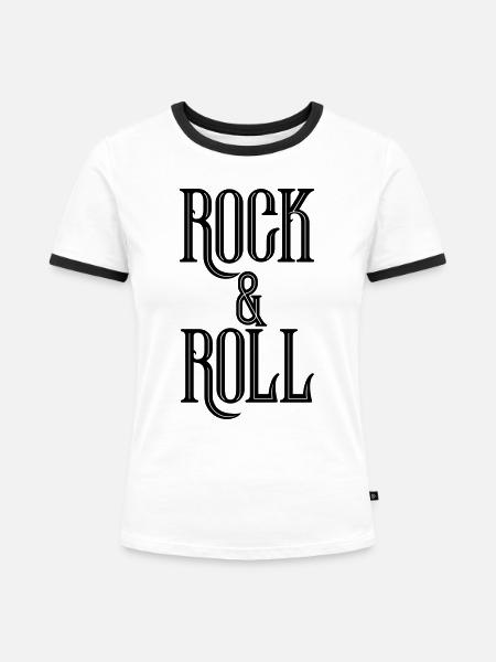 Rock & Roll - Frauen Kontrast-T-Shirt - Weiß/Schwarz