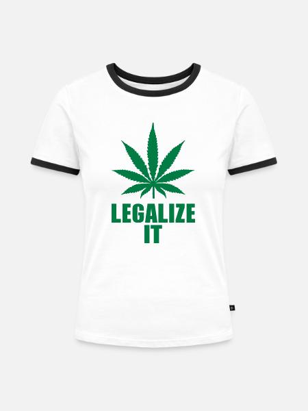 Marihuana - Frauen Kontrast-T-Shirt - Weiß/Schwarz