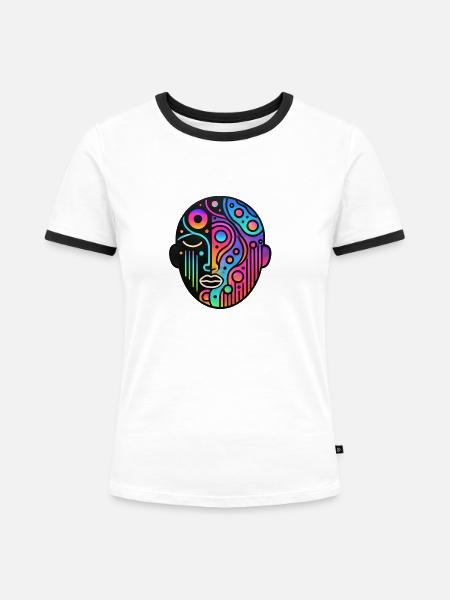 Crazy Face - Universe - Frauen Kontrast-T-Shirt - Weiß/Schwarz