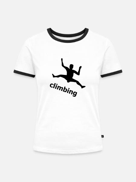 Klettern im Vorstieg - Frauen Kontrast-T-Shirt - Weiß/Schwarz