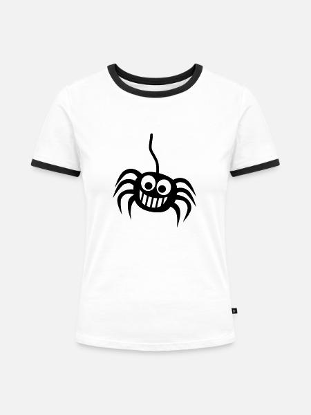 Spinne - Frauen Kontrast-T-Shirt - Weiß/Schwarz