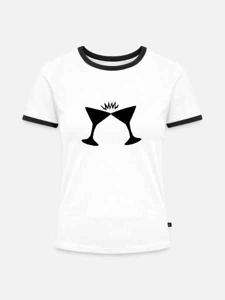 prost - Frauen Kontrast-T-Shirt - Weiß/Schwarz