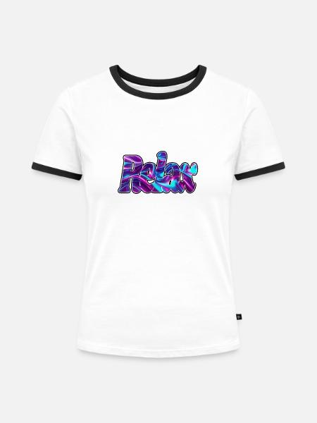 RELAX - Frauen Kontrast-T-Shirt - Weiß/Schwarz