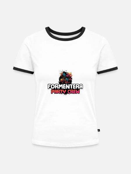 Formentera Party Crew - Frauen Kontrast-T-Shirt - Weiß/Schwarz