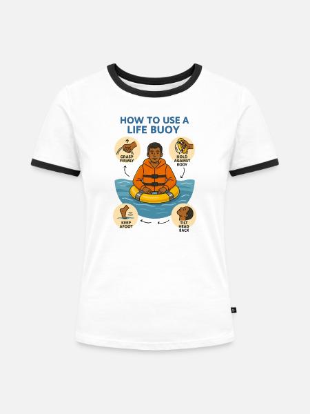 Rettungsring Anleitung - Frauen Kontrast-T-Shirt - Weiß/Schwarz