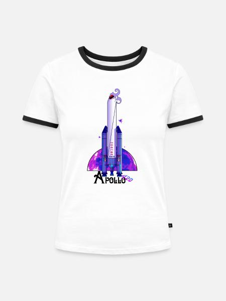 Apollo 420 - Frauen Kontrast-T-Shirt - Weiß/Schwarz
