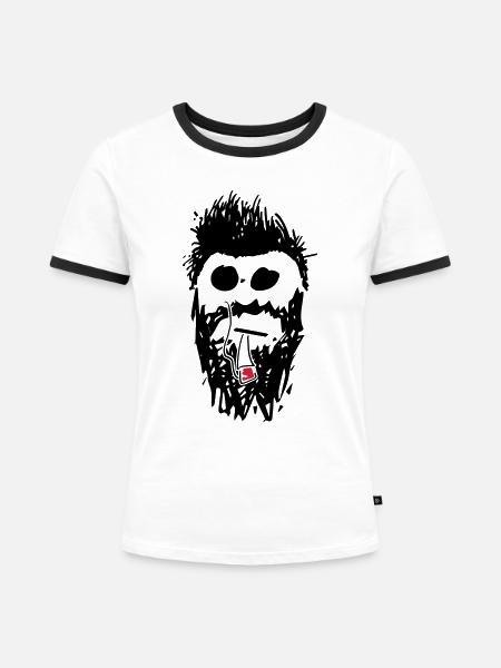 hipster_01 - Frauen Kontrast-T-Shirt - Weiß/Schwarz